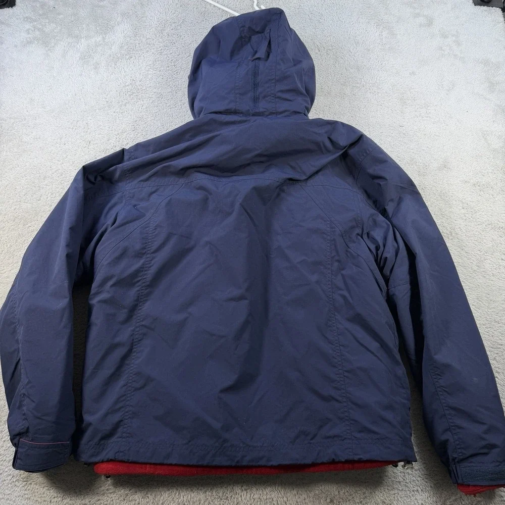 LL Bean Jacket Mens Large Navy 3 in 1 Fleece Hooded Full Zip Pocket Polartec